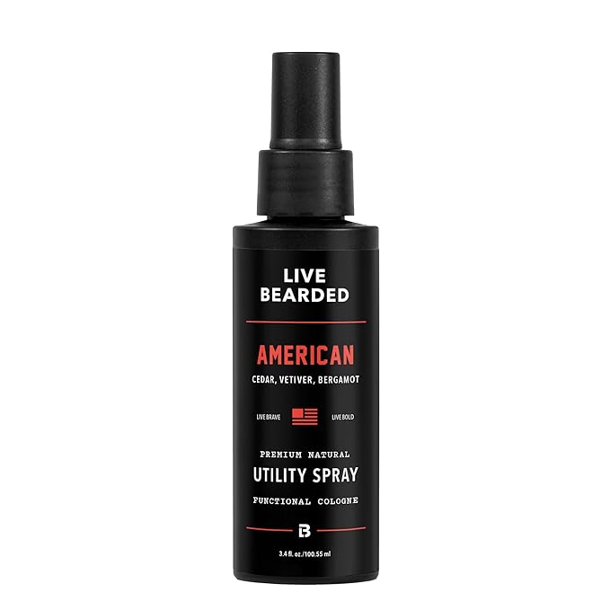 Live Bearded Utility Spray - All Purpose Cologne with Natural Fragrance - Made in the USA - 3.4 fl oz Bottle | American Scent - Cedar, Vetiver, Bergamot