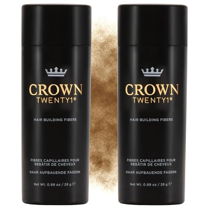CROWN Hair Building Fibers Multipack (2 x 28g) - Instantly Cover Fine & Thinning Hair for a Thicker, Fuller Look - A Natural Keratin Concealer - 14 Shades for Men & Women - Golden Blonde