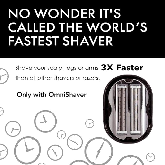 Premium Omnishaver with Cartridge Kit - The Fastest Way to Shave Head, Legs, Arms, Body|an Alternative to Disposable Shaving Razors Self Cleans & Strops During Use with Durable Blade|Bald Head Shaver