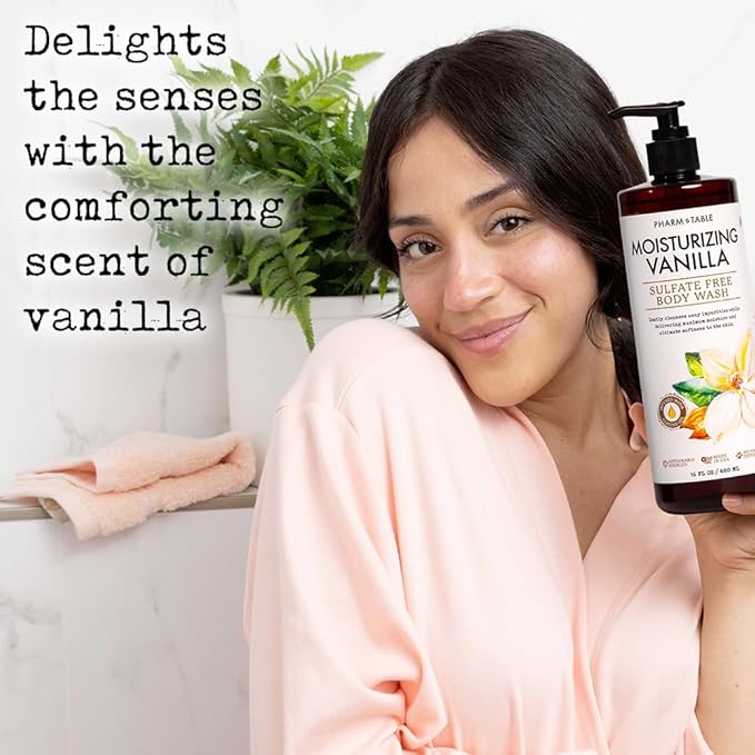 Moisturizing Vanilla Body Wash for Women and Men - Moisturizes and Softens the Skin, Sulfate Free, 100% Cruelty Free, 480ml