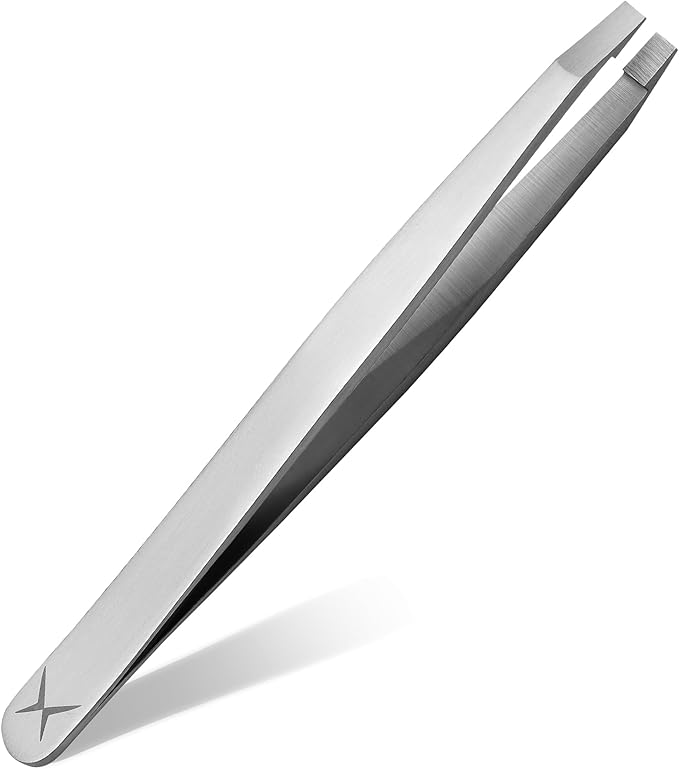 Professional Straight Stainless Steel Tweezers for Men & Women - Precision Eyebrow Facial Hair Removal with Strong Grip & Fine Point Tip (Smoky Silver)