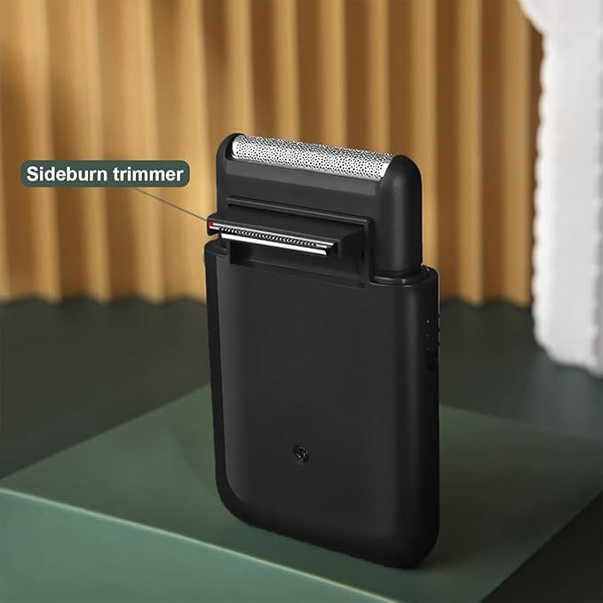 LinMei Men's Foil Shaver - USB Rechargeable Mini Portable Electric Shaver, Multifunction Stubble Trimmer with Pop-Up Sideburn Razor, Sensitive Skin Friendly for Beards, Ideal for Travel/Gym/Home