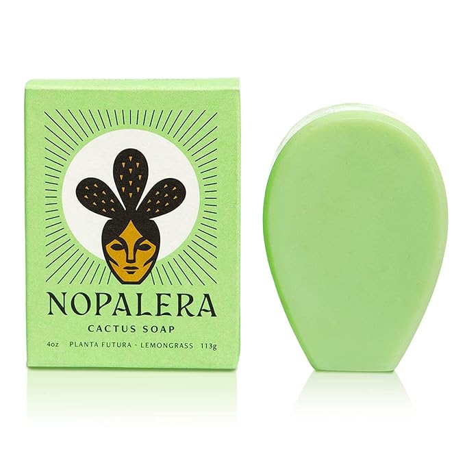 Nopalera Bar Soap, Lemongrass Essential Oils - Natural Body and Face Cleanser, Moisturizing and Exfoliating, Soft Skin Care Made With Clean, Vegan Ingredients, 4 oz