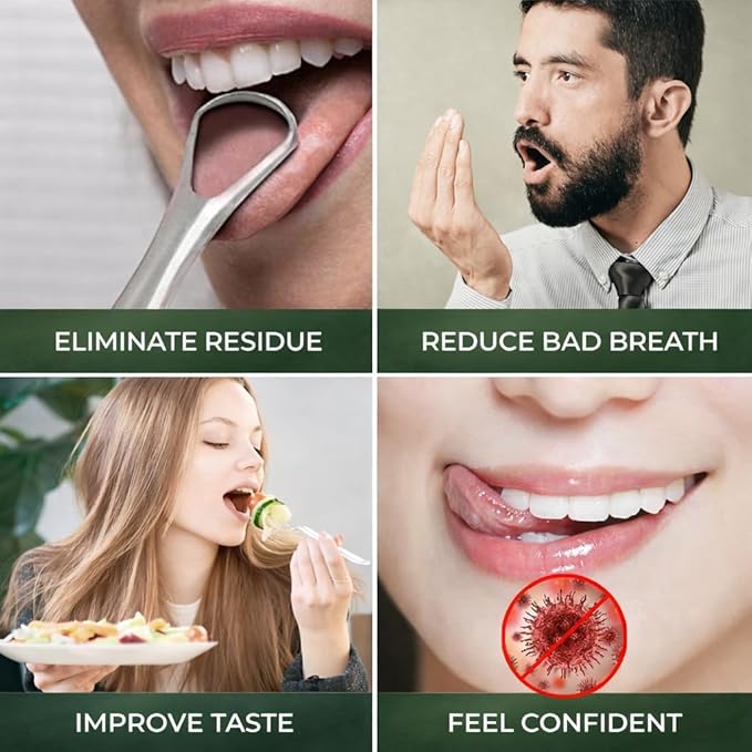 Tongue Scraper for Adults with Travel Cases (2 Pack), Stainless Steel Metal Tongue Cleaner, Dual Design Tongue Scrubber for Fresh Breath & Oral Hygiene.