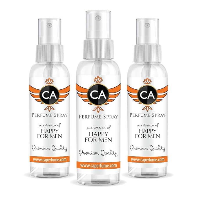 CA Perfume Eco Refill Impression of Happy For Men Cologne Eau de Parfum Spray Refillable Bottle 2 Fl Oz/60ml-X3