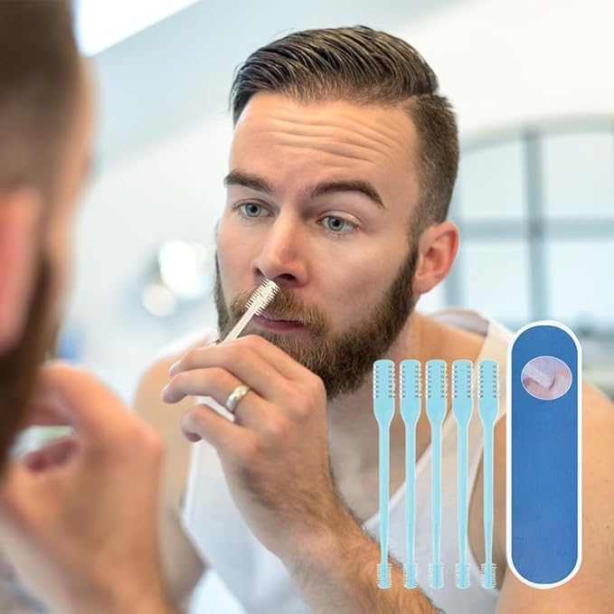 360° Nostril Hair Remover Tool,Portable Nose Hair Trimmer for Men Women,2-in-1 Nasal Hair Cutter,Upgrade Double Sided Nose Knife. (Blue, 3 Pcs)