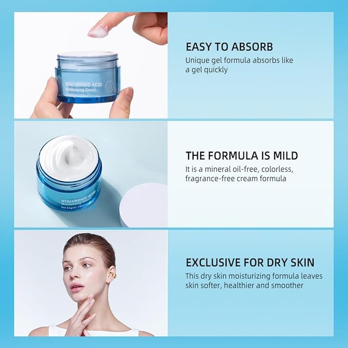 Hyaluronic Acid Face Night Cream & Moisturizer - Deep Hydration for Dry Skin, 1.76 oz (Cream, 1pc)