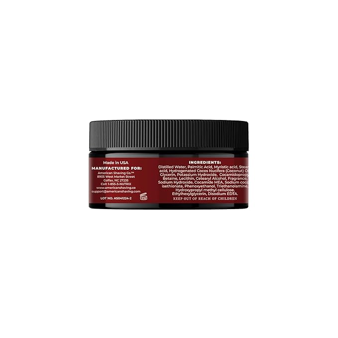 American Shaving Co. Sandalwood Shaving Cream For Men 8 Oz, Made in USA, Easy Application, Quality Potent Ingredients, Long-Lasting, Non-GMO, GMP Certified, Cruelty-Free Products