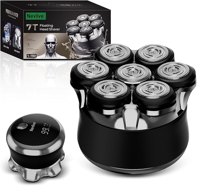 Head Shaver for Men Bald Head, 7D Rotary Head Shavers for Bald Men, Electric Bald Shaver with LED Display, Waterproof USB-C Fast Charging