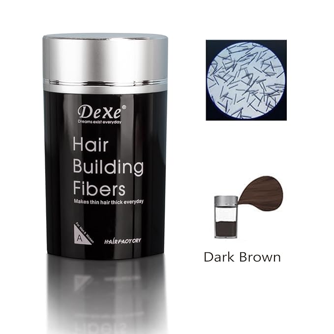 Hair Building Fibers Color Powder Instantly Thicken Thinning Hair for Men and Women (Medium Brown)