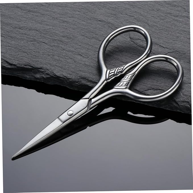 Beaupretty Stainless Steel Mustache Scissors for Men Beard Trimming Durable Rust Facial Hair Shears Precise Grooming Tool with Mirror Polished Silver Finish