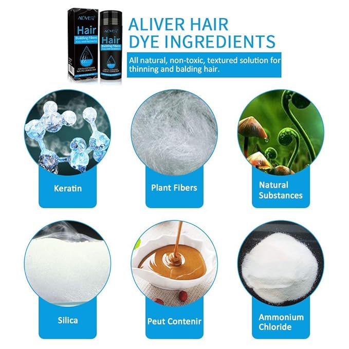 Aliver Hair Fibers for Thinning Hair - Dark Brown - Undetectable Natural Formula - Thicker Fuller Hair in 15 Seconds - Conceals Hair Loss & Look Younger - Designed for Men & Women,0.97Oz