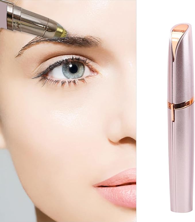 USB Rechargeable Portable Electric Eyebrow Trimmer Pen for Women, Painless Precision Hair Remover, Safe Shaver Razor Tool for Face, Leg, Lip, Armpit, Hand (Rose Gold)