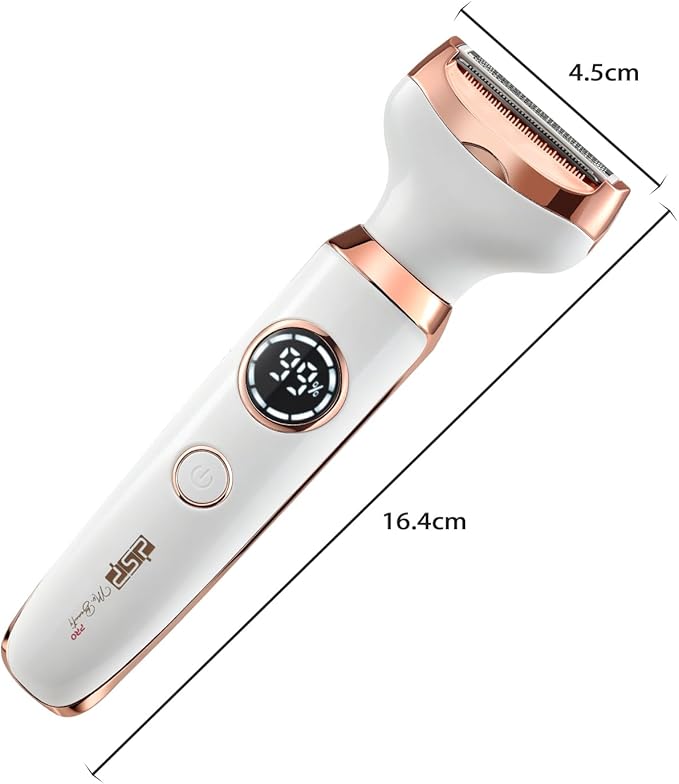 DSP 4 in 1 Electric Razor for Women, Rechargeable Ladies Shaver with LED Display & Fast Charging, Electric Trimmer for Face Body Legs Bikini, Portable Grooming Kit for Family