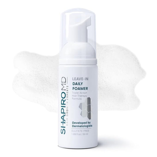 Shapiro MD Hair Growth Experts Leave-In Daily Foam, DHT Fighting Vegan Formula for Thinning Hair Developed by Dermatologists, Experience Healthier, Fuller & Thicker Looking Hair, 1 Month Supply
