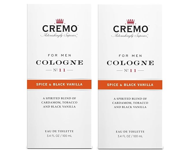 Cremo Astonishingly Superior Cologne for Men No. 11, Spice & Black Vanilla, 3.4 fl oz (Pack of 2)