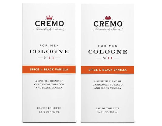 Cremo Astonishingly Superior Cologne for Men No. 11, Spice & Black Vanilla, 3.4 fl oz (Pack of 2)
