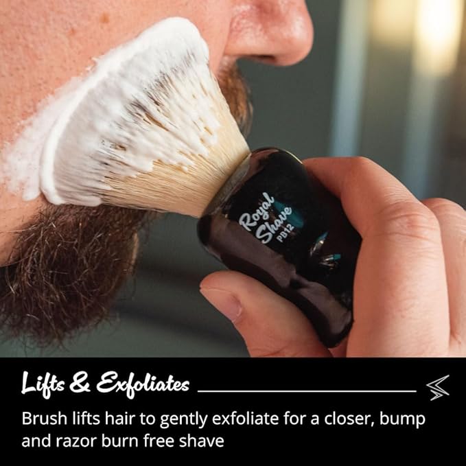 Vegan Shaving Brush by Royal Shave, Foluxe Synthetic Bristles, Badger-Free, Wet Shave Tool for Men & Women, Smooth & Comfortable (CREAM)