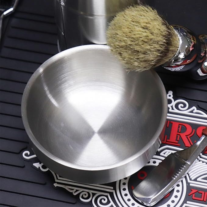 NOLITOY Stainless Steel Shaving Soap Bowl with Lid Silver Foaming Cream Mug for Men's Beard Grooming and Face Cleaning Tools