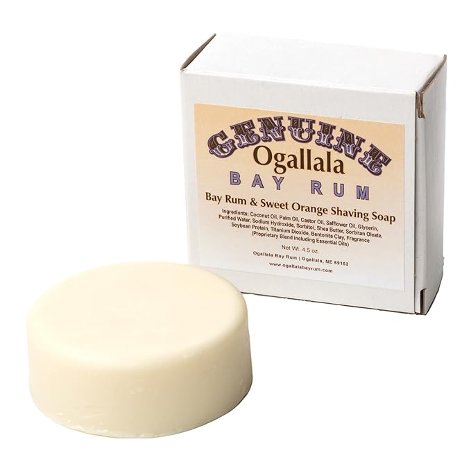Bay Rum Shaving Soap - Sweet, Spicy and Woodsy Scent for Smooth Wet Shave, 4.5 Oz Bar, 2 Pack, Orange Scent