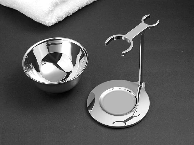 GRUTTI Luxury Shaving Razor & Brush Stand with Soap Bowl, Compatible with Manual & Gillette Razors - Organized Storage