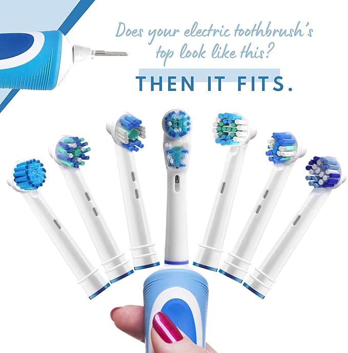 Replacement Brush Heads for Oral B- Pack of 4 Cross Generic Electric Toothbrush Heads for Oralb Braun- Crossact Toothbrushes Compatible with Most Oral-B Bases- Quality Action Bristles