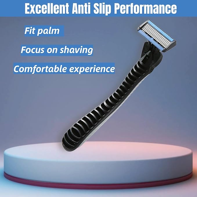 6-Blade Razor for Men, Men's Razors Set Includes Handle & Blade Refills, Precision Manual Beard Trimmer Safety Men Shaving Essentials Kit Travel Face Cleansing Shaver (1 Razor + 12 Blades)