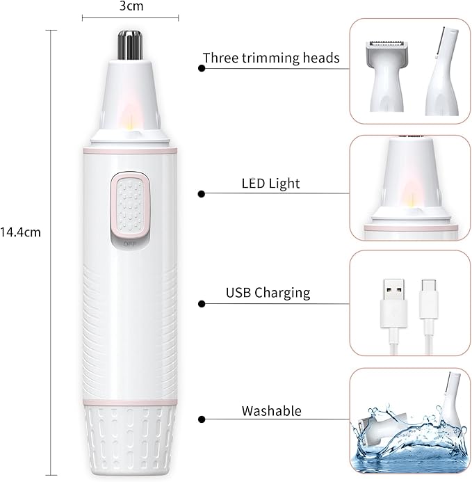 Antomoness Electric Eyebrow Trimmer for Women Hair Remover for Eyebrow Nose Face and Body Hair Removal with LED Light and Lithium-Powered Rechargeable Painless