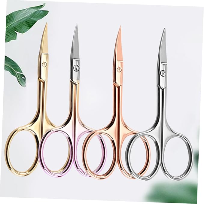 Angoily 8pcs Men Beard Scissors Mustache Scissors Barber Shop Shears Nose Hair Trimmer Precision Cutting Random Color