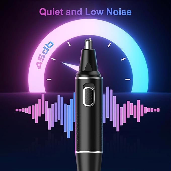 AREYZIN Nose Hair Trimmer for Men,Rechargeable Ear and Nose Trimmer,2 in 1 Painless Professional Eyebrow & Facial Hair Trimmer with IPX7 Waterproof Dual Edge Blades (Black)