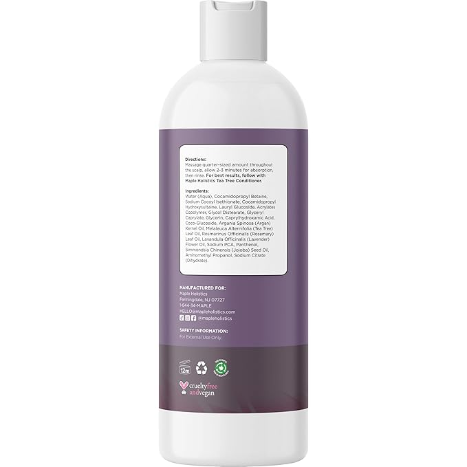 Tea Tree Shampoo for Oily Hair - Paraben and Sulfate Free Clarifying Shampoo for Build Up and Dry Scalp with Tea Tree Oil for Hair - Purifying Aromatherapy Tea Tree Oil Shampoo for Greasy Hair