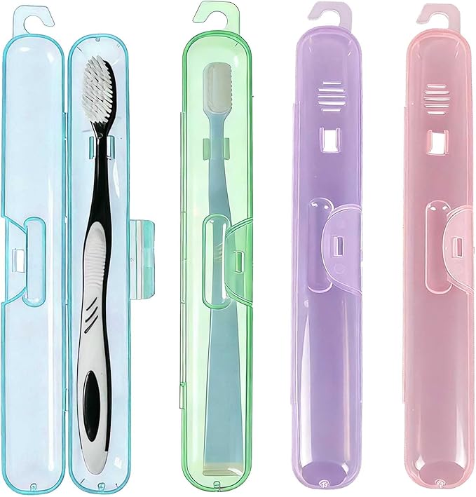 4 Pack Toothbrush Travel Case, Breathable Small and lightweight Toothbrush Holders - Compact Toothbrush Organizer for Travel, Vacation, Camping, Gym, Business Trips, Office, Cruise