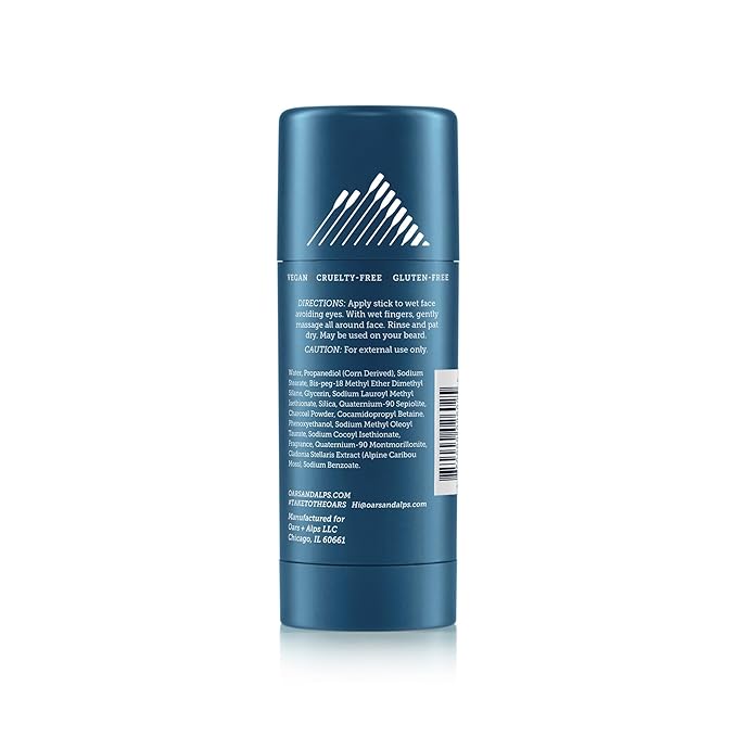 Oars + Alps Face Wash with Activated Charcoal, Exfoliating Facial Cleanser, Cleansing, Refreshing, TSA Friendly, 1.4 Oz, 2PK