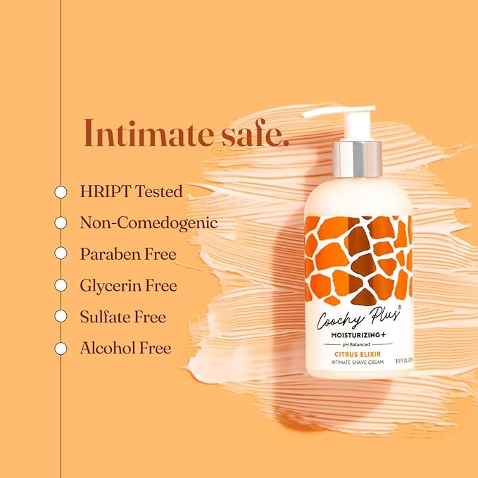 IntiMD Coochy Plus Intimate Shaving Cream Citrus Elixir For Pubic, Bikini Line, Armpit and more - Rash-Free With Patent-Pending Moisturizing+ Formula - Prevents Razor Burns & Bumps, In-Grown Hair