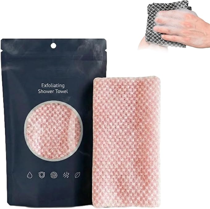 Hexagon Weave Towel, Japanese Hexagon Weave Exfoliating Towel, Scrub Wash Back Bath Cloth for Body Face,Travel Gentle Sensitive Skin Towel,Washcloth Back Body for Men and Women (Pink)
