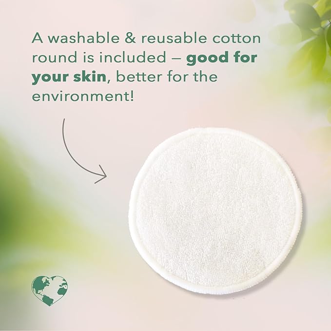 Nourish Organic Moisturizing Face Cleanser for All Skin Types, Watercress + Cucumber Face Wash, Fragrance-Free (6 Oz) + Washable Cotton Round