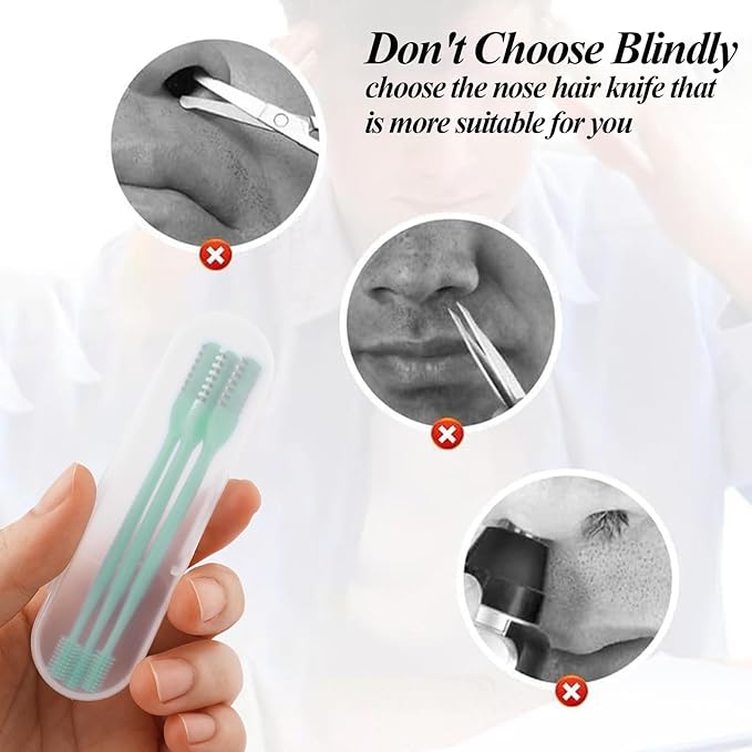 Nose Hair Trimmer for Women and Men, 3 Pack Travel Size Portable Nose Hair Cutter, Double-Sided Safe Round Head, Painless Stainless Steelr, Washable Grooming Tool