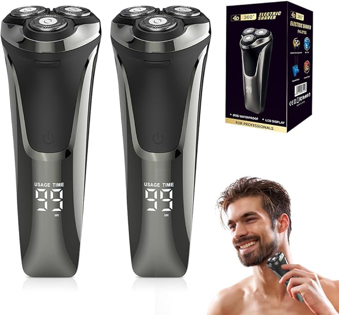Snapbuy Electric Razor for Men, 2025 New Electric Razor 4D Rotary, Ipx7 Waterproof Electrics Razors, Wet & Dry Rechargeable Electrics Shaver LCD Display (2)