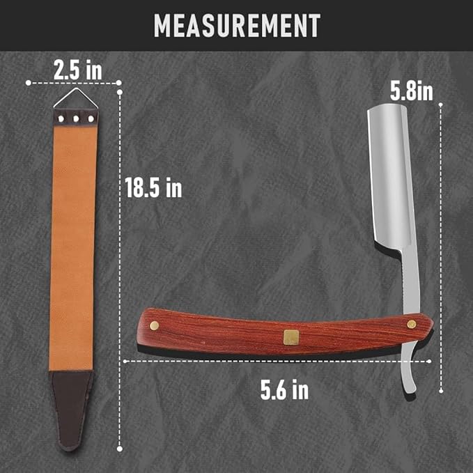 Straight razors for men Professional Straight Edge Barber Razor Premium Stainless Steel Shaver Razor with Shaving Strop for Men Home & Salon Grooming Using (NO.177)