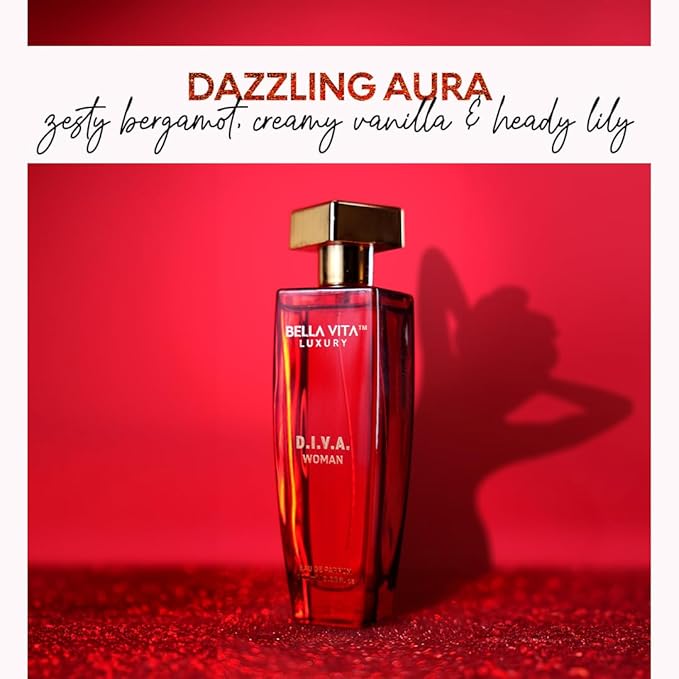 BellaVita Luxury DIVA Eau de Parfum (100ml) Womens | Refreshing perfume for women, Notes of Lemon, African Orange, Freesia, Patchouli, & musk | French Perfume for Women | Cologne & Perfume Gift