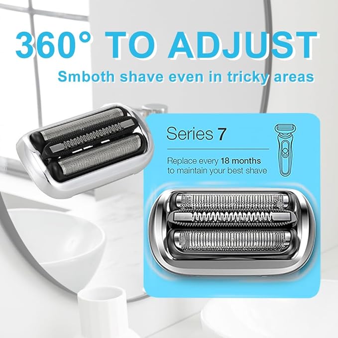 73S Series 7 Electric Shaver Replacement Head Compatible with Braun Series 7 Foil Shaver Replacement Heads 7020s,7025s,7027cs,7071cc, 7075cc and 7085cc 2PCS