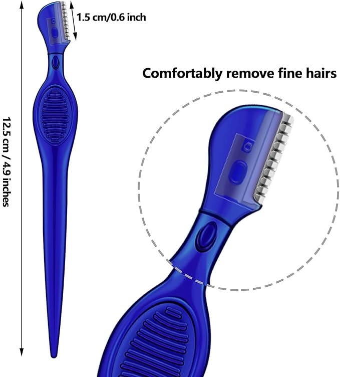Mudder 28 Pcs Eyebrow Razor Knife Shaver Trimmer Shaver Multipurpose Exfoliating Tool Facial Hair Removal for Women Valentine Gift Giving(Royal Blue)