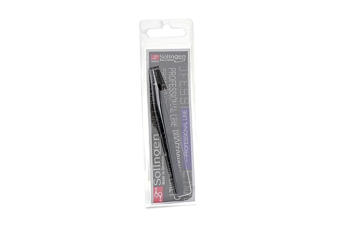 Solingen Stainless Steel Professional Slanted Tip Tweezers | Best Shaped for Eyebrows Extensions Chin Cheek Face Facial Hair | Made in Germany