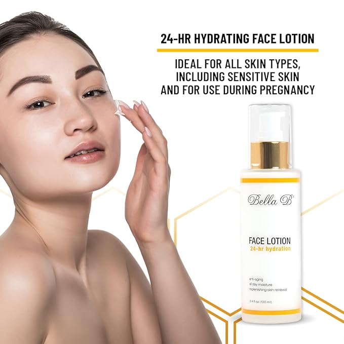 Bella B Face Lotion 3.4 oz Bottle - Facial Glow - Pregnancy Skin Care - Pregnancy Face Moisturizer - Pregnancy Safe - Healthy Beauty - Natural Face Moisturizer - Natural Face Lotion