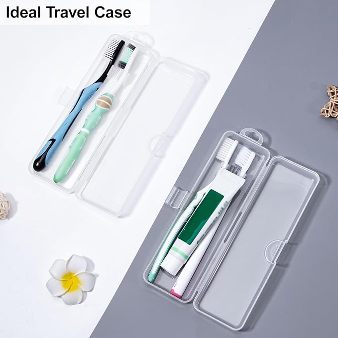 Yeeco Toothbrush Case 2 Packs, Transparent Toothbrush Travel Case, Plastic Toothbrush Holder Travel Size, 7.87 x 2.36x 1.18 inches Portable for Traveling Can Palce 2 Toothbrushes,Clear