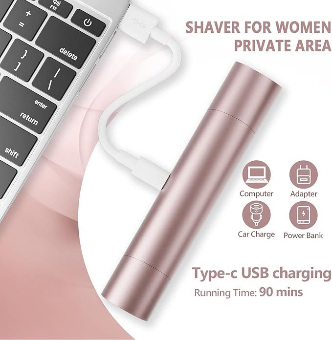 Bikini Trimmer for Women 2-in-1 Electric Shaver and Razors IPX8 Waterproof for Wet & Dry Use Painless Hair Trimmer Removal for Body, Underarms, Legs and Face Rechargeable for Sensitive Skin