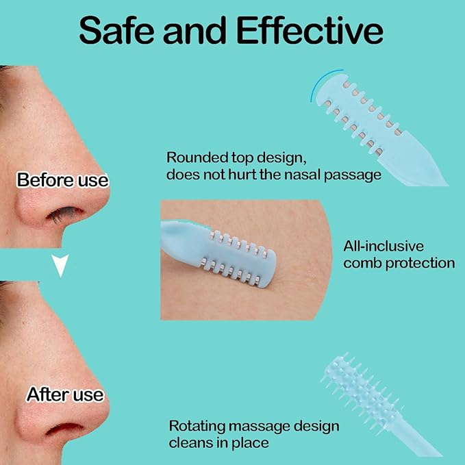 PSKZNSZ 5Pcs 2-in-1 Nasal Cutter, 360 Rotating Nose Trimmer for Women & Men, New Double Sided Nose Knife, Portable Nostril Hair Remover Tool