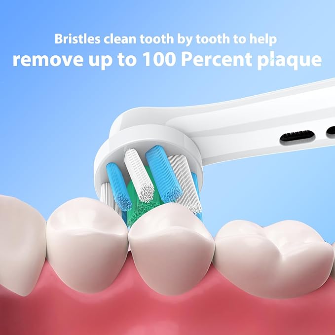 Replacement Heads Compatible with Oral B Braun Pro 100, 500, 1000, Vitality, Smart, Genius, Cross Bristles for Deeper Plaque Removal, Pack of 8 Electric Toothbrush Heads Refills, White