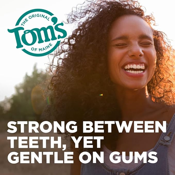 Tom's of Maine Naturally Waxed Antiplaque Flat Dental Floss, Spearmint, 32 Yards 6-Pack (Packaging May Vary)