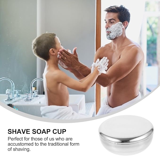 Men's Shaving Soap Bowl - Stainless Steel Shave Cup with Lid Durable Soap Puck after Shave for Lathering Cream and Traditional Wet Shaving Mug- 3.93x1.96in